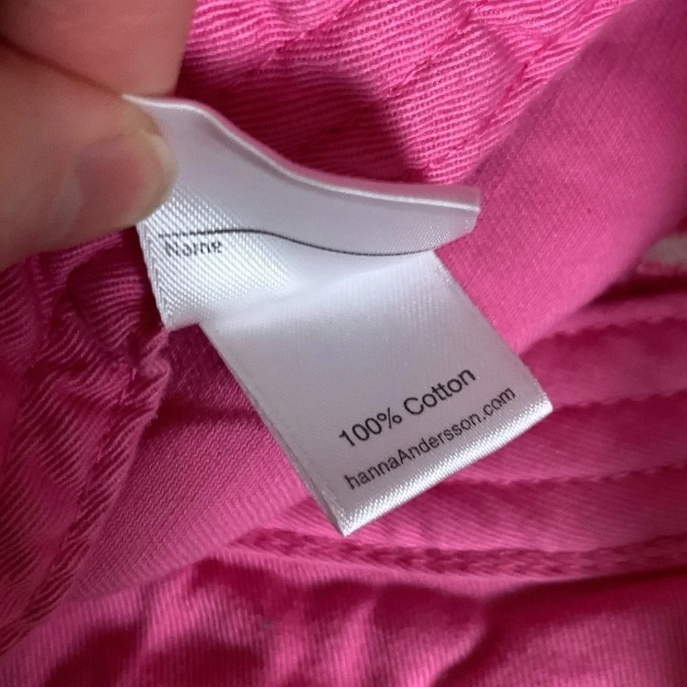 Hanna Andersson pink sunhat with green chin ties Size Medium